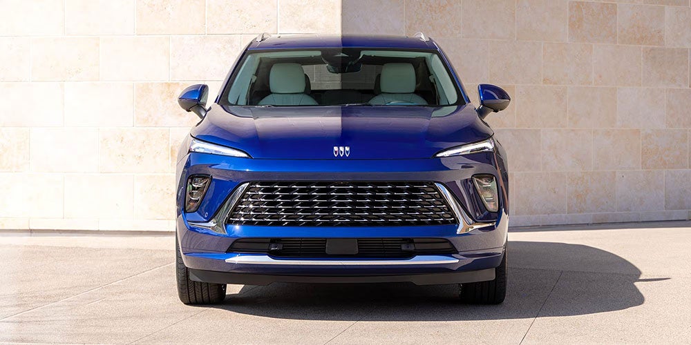 Front view of a blue Buick SUV